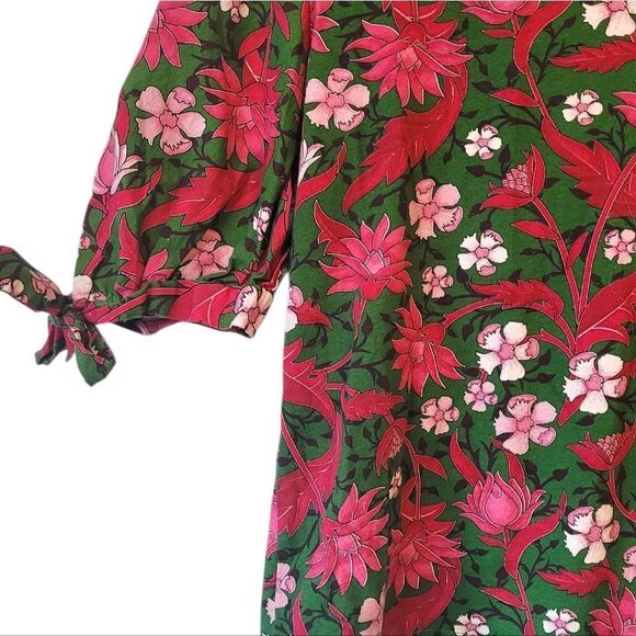 Zara Women's Green And Pink Floral Puff Sleeve Blouse Size US S - Picture 4 of 5